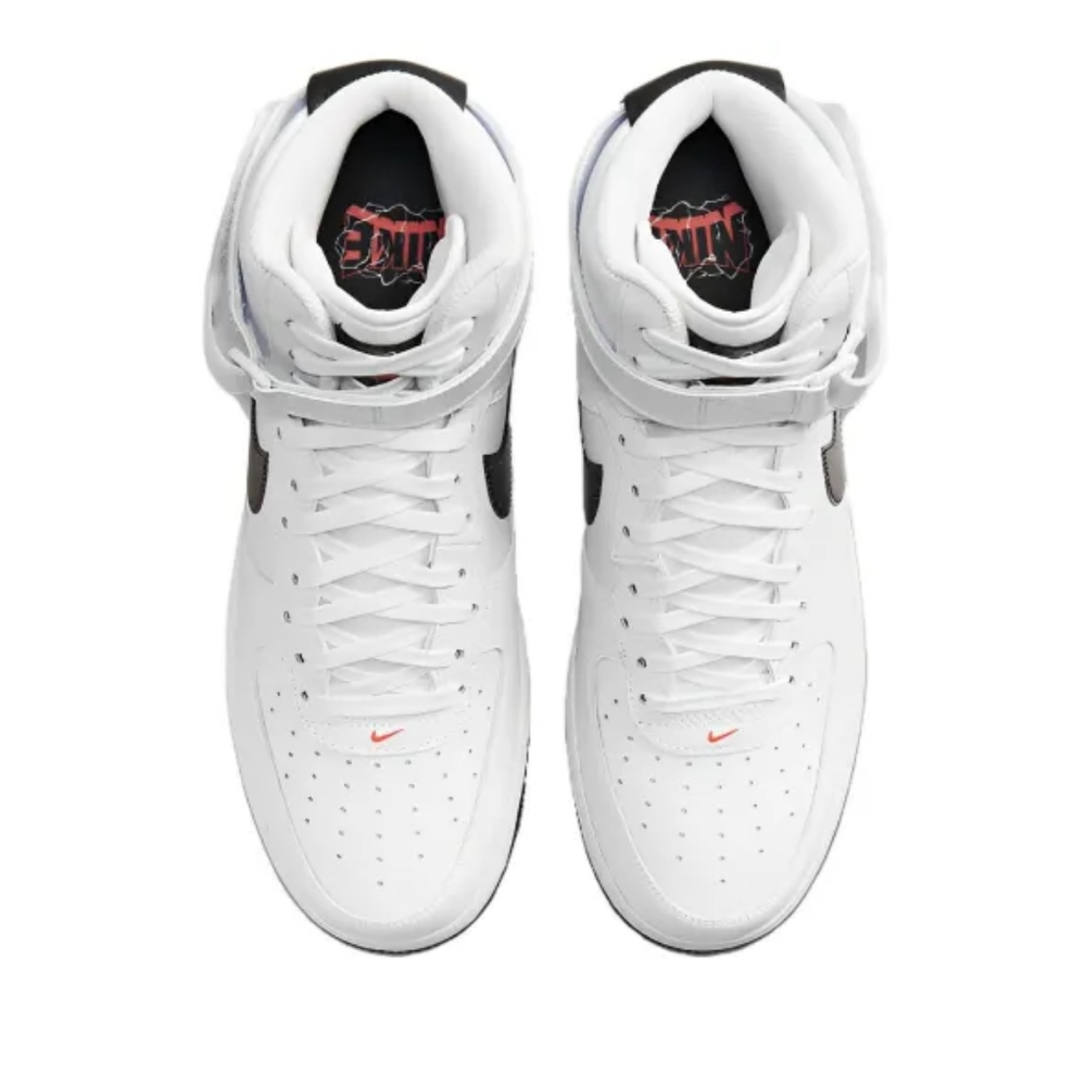 Nike White High-Top Sneakers with Black Swoosh and Pink Details - Picture 4 of 16